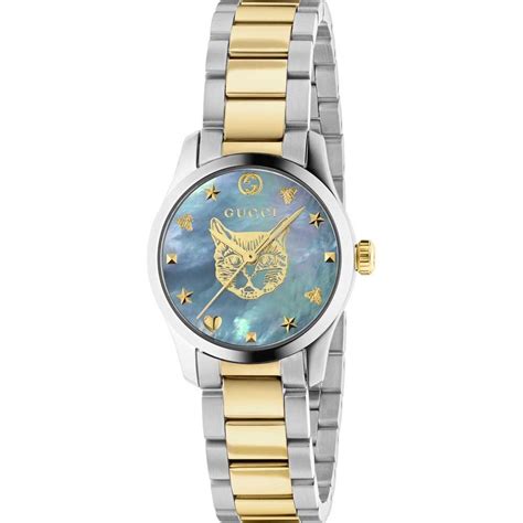 gucci two tone|gucci ladies cat watch.